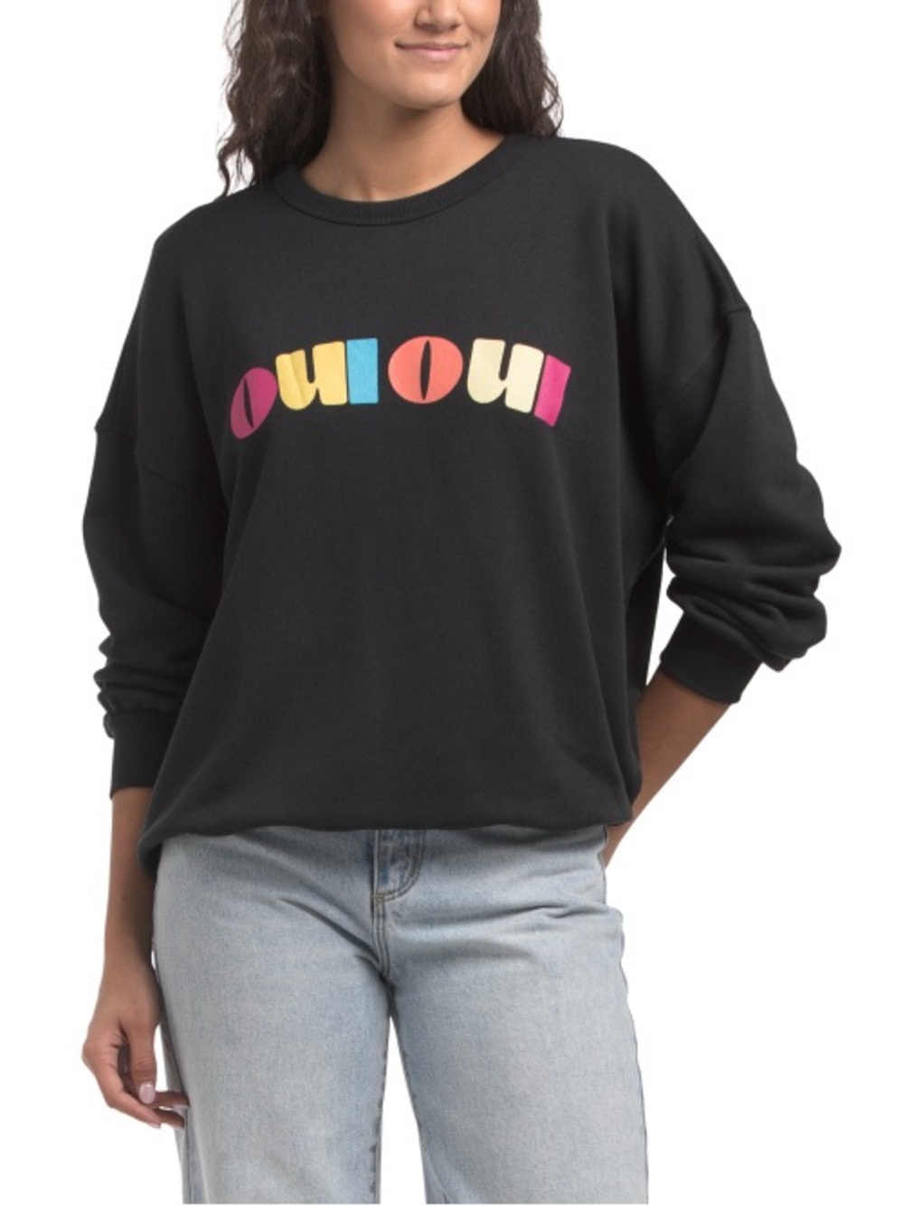 Chaser Black Sweatshirt with Colorblock "oui oui" Print